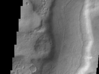 A small section of Dao Vallis in shown in this VIS image. Dao Vallis is a major channel that drains into Hellas Planitia