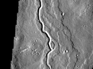 This lava channel is part of the Elysium Mons flows.