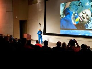 Astronaut Leland Melvin, NASA's Associate Administrator for Education, has a little fun with teachers while talking about how to eat snacks in space. Melvin served on board the Space Shuttle Atlantis as a mission specialist for STS-122 and STS-129.