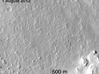 These before-and-after images show the effects of weights from the entry vehicle of NASA's Curiosity rover hitting the surface of Mars.