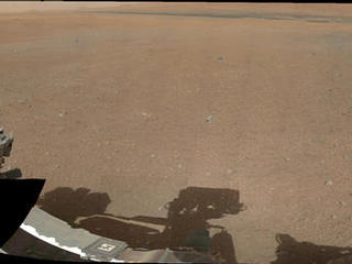 This is the first 360-degree panorama in color of the Gale Crater landing site taken by NASA's Curiosity rover. The panorama was made from thumbnail versions of images taken by the Mast Camera.