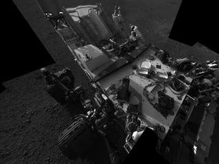 This full-resolution self-portrait shows the deck of NASA's Curiosity rover from the rover's Navigation camera.