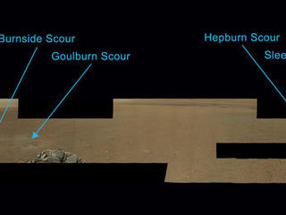 Scientists have now named the four marks near NASA's Curiosity rover where blasts from the descent stage rocket engines blew away some of the Martian surface material.