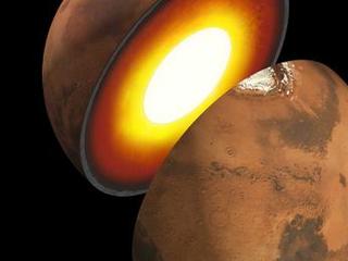 Artist’s rendition showing the inner structure of Mars. The topmost layer is known as the crust, underneath it is the mantle, which rests on a solid inner core. 