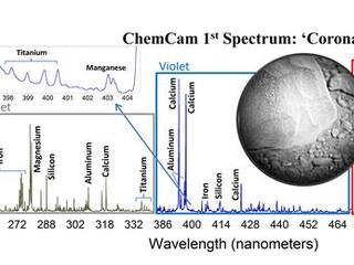 This is the first laser spectrum from the Chemistry and Camera (ChemCam) instrument on NASA's Curiosity rover, sent back from Mars on August 19, 2012.