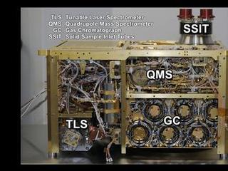 An instrument suite that will analyze the chemical ingredients in samples of Martian atmosphere, rocks and soil during the mission of NASA's Mars rover Curiosity, is shown here during assembly at NASA Goddard Space Flight Center, Greenbelt, Md., in 2010.