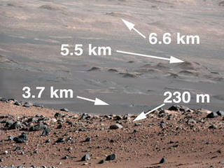 This image is from a test series used to characterize the 100-millimeter Mast Camera on NASA's Curiosity rover. It was taken on Aug. 23, 2012, and looks south-southwest from the rover's landing site.