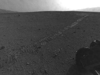 On Aug. 28, 2012, during the 22nd Martian day, or sol, after landing on Mars, NASA's Curiosity rover drove about 52 feet (16 meters) eastward, the longest drive of the mission so far.