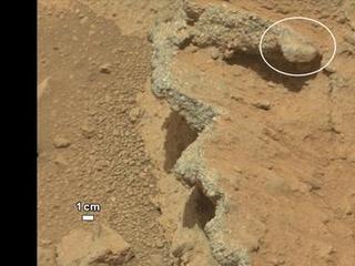 NASA's Curiosity rover found evidence for an ancient, flowing stream on Mars at a few sites, including the rock outcrop pictured here, which the science team has named "Hottah" after Hottah Lake in Canada's Northwest Territories.