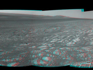 On the horizon in the right half of this panoramic view is an area of Mars informally named "Matijevic Hill," in commemoration of an influential rover-team leader.