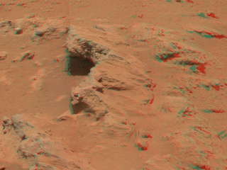 This stereo image from the Mast Camera (Mastcam) on NASA's Mars rover Curiosity shows a rock outcrop called "Hottah," cited as evidence for vigorous flow of water in a long-ago Martian stream.