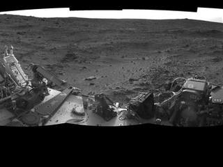 This 360-degree panorama from NASA's Mars rover Curiosity shows the rocky terrain surrounding it as of its 55th Martian day, or sol, of the mission (Oct. 1, 2012).
