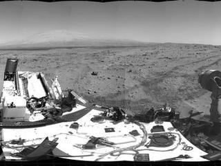This 360-degree scene shows the surroundings of the location where NASA Mars rover Curiosity arrived on the 59th Martian day, or sol, of the rover's mission on Mars (Oct. 5, 2012).