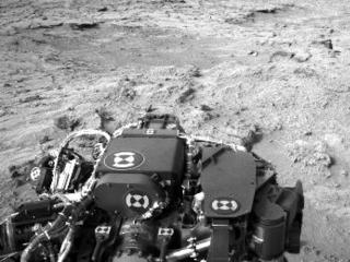 NASA's Mars rover Curiosity drove 83 feet eastward during the 102nd Martian day, or sol, of the mission (Nov. 18, 2012), and used its left navigation camera to record this view ahead at the end of the drive.