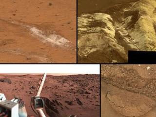 This collage shows the variety of soils found at landing sites on Mars.