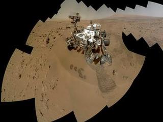 On the 84th and 85th Martian days of the NASA Mars rover Curiosity's mission on Mars (Oct. 31 and Nov. 1, 2012), NASA's Curiosity rover used the Mars Hand Lens Imager (MAHLI) to capture dozens of high-resolution images to be combined into self-portrait images of the rover.