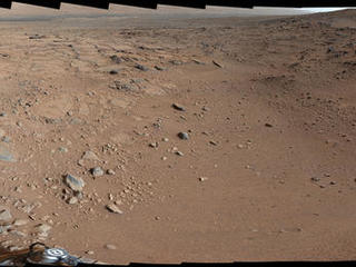 This panorama is a mosaic of images taken by the Mast Camera (Mastcam) on the NASA Mars rover Curiosity during the 106th Martian day, or sol, of the mission (Nov. 22, 2012).