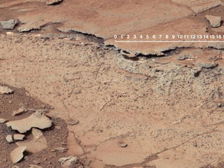 This image from the right Mast Camera (Mastcam) of NASA's Curiosity Mars rover shows roughly spherical features.