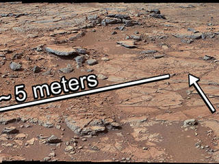 From a position in the shallow "Yellowknife Bay" depression, NASA's Mars rover Curiosity used its right Mast Camera (Mastcam) to take the telephoto images combined into this panorama of geological diversity.