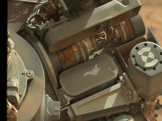 This image shows the location of the 150-micrometer sieve screen on NASA's Mars rover Curiosity, a device used to remove larger particles from samples before delivery to science instruments.