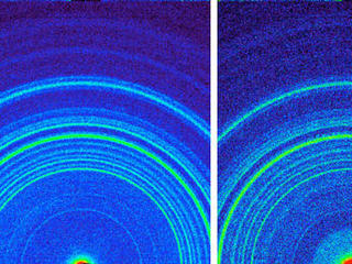 This side-by-side comparison shows the X-ray diffraction patterns of two different samples collected from the Martian surface by NASA's Curiosity rover.