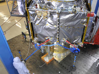 NASA's MAVEN spacecraft underwent acoustics testing on Feb. 13, 2013 at Lockheed Martin Space Systems' Reverberant Acoustic Laboratory.