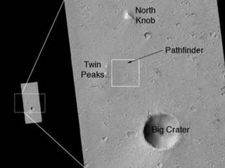 This is a close-up image of the area in the vicinity of the Pathfinder landing site