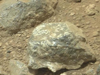 The Mast Camera (Mastcam) on NASA's Mars rover Curiosity showed researchers interesting color and patterns in this unnamed rock imaged during the 27th Martian day, or sol, of the rover's work on Mars (Sept. 2, 2012).