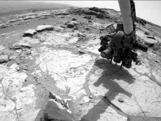 This is a sequence of images from the Front Hazard-Avoidance Camera on NASA's Mars rover Curiosity that shows the rover drilling into rock target "Cumberland."