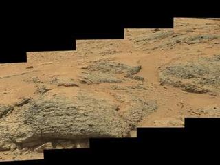 This mosaic view from the Mast Camera (Mastcam) on NASA's Mars rover Curiosity shows textural characteristics and shapes of an outcrop called "Point Lake."