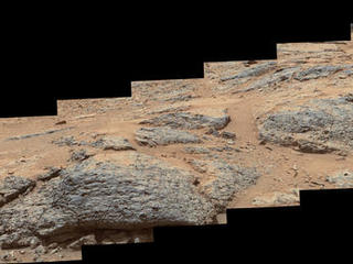 This mosaic view from the Mast Camera (Mastcam) on NASA's Mars rover Curiosity shows textural characteristics and shapes of an outcrop called "Point Lake."