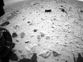 NASA's Curiosity Mars rover captured this image with its left front Hazard-Avoidance Camera (Hazcam) just after completing a drive that took the mission's total driving distance past the 1 kilometer (0.62 mile) mark.