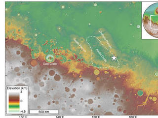 Overview map showing the location of the study area within Aeolis Dorsa (star).