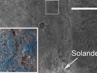 This image shows the location of the rover-containing section of new color image in relation to Solander Point.