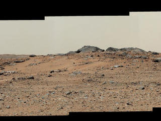 This scene combines seven images from the telephoto-lens camera on the right side of the Mast Camera (Mastcam) instrument on NASA's Mars rover Curiosity.