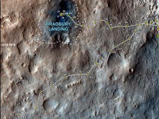 The total distance driven by NASA's Mars rover Curiosity passed the one-mile mark a few days before the first anniversary of the rover's landing on Mars.