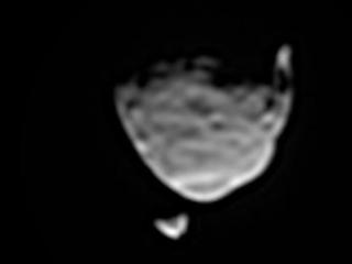 This view of the two moons of Mars comes from a set of images taken by NASA's Mars rover Curiosity as the larger moon, Phobos, passed in front of the smaller one, Deimos, from Curiosity's perspective, on Aug. 1, 2013.