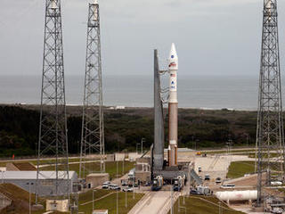 The Atlas V rocket carrying the Mars Atmosphere and Volatile Evolution (MAVEN) spacecraft sits at the launch pad at Florida's Cape Canaveral Air Force Station after rolling out from Space Launch Complex 41 on Saturday, Nov. 16. MAVEN is set to launch at 1:28 p.m. EST on Monday on a 10-month journey to the Red Planet.
