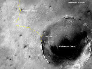 NASA's Mars Exploration Rover Opportunity has been working on Mars since landing inside Eagle Crater on Jan. 25, 2004 (Universal Time; evening of Jan. 24, Pacific Standard Time).