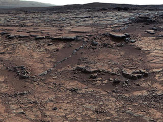 This mosaic of images from Curiosity's Mast Camera (Mastcam) shows geological members of the Yellowknife Bay formation, and the sites where Curiosity drilled into the lowest-lying member, called Sheepbed, at targets "John Klein" and "Cumberland."
