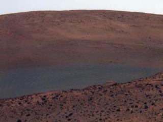 NASA's Mars Exploration Rover Spirit has this view northward from the position at the north edge of the "Home Plate" plateau where the rover will spend its third Martian winter.