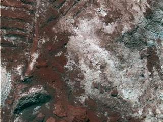 This image shows rocky debris and dust, which planetary scientists call "regolith" or "soil," that has been churned up by the rover wheels.
