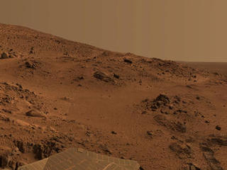 This is a zoomed in view on Spirit 's "Lookout" panorama on the drive up to the summit "Husband Hills."