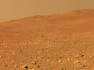 This image from the panoramic camera on NASA's Mars Exploration Rover Spirit shows a forward-looking view of a portion of the "Columbia Hills."