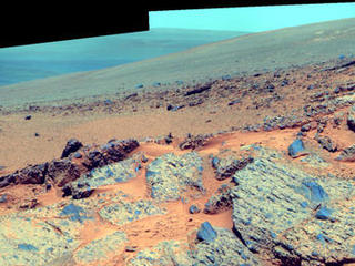 NASA's Mars Exploration Rover Opportunity observed this outcrop on the "Murray Ridge" portion of the rim of Endeavour Crater as the rover approached the 10th anniversary of its landing on Mars.