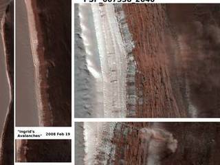 Caught in Action: This image shows avalanches on North Polar Scarps.
