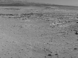 This view from NASA's Curiosity Mars rover was taken the day before the rover's final approach drive to "the Kimberley" waypoint, selected months ago as the location for the mission's next major investigations. It combines several frames taken by the Navigation Camera on April 1, 2014.