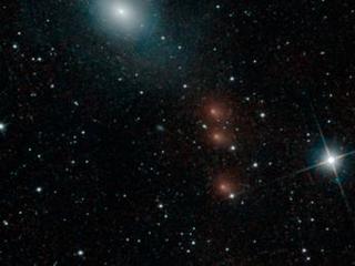 NASA's NEOWISE mission detected comet C/2013 A1 Siding Spring on July 28, 2014, less than three months before this comet's close flyby of Mars on Oct. 19. This merging of multiple images presents the comet in four different positions relative to the background stars.