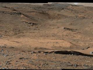 This image from NASA's Mars Curiosity rover shows the "Amargosa Valley," on the slopes leading up to Mount Sharp on Mars.
