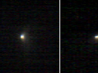 These two infrared images of comet C/2013 A1 Siding Spring were taken by the Compact Reconnaissance Imaging Spectrometer for Mars (CRISM) aboard NASA's Mars Reconnaissance Orbiter on Oct. 19, 2014. This Oort Cloud comet was making its first voyage through the inner solar system.